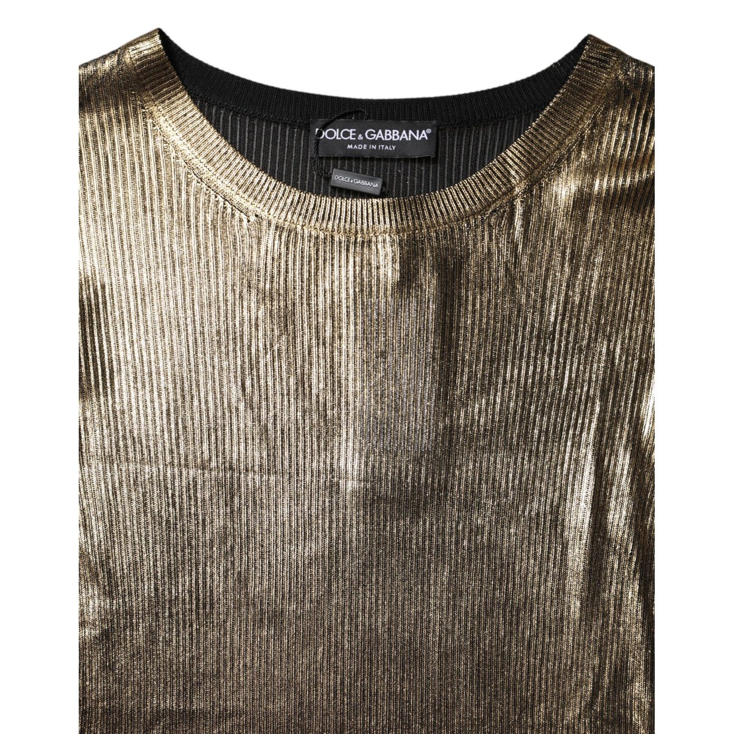 Dolce & Gabbana Gold Round Neck Long Sleeve Pullover Top