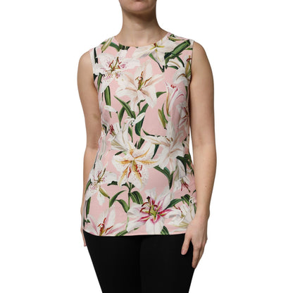 Dolce & Gabbana Multicolor Floral Print Round Neck Tank Top