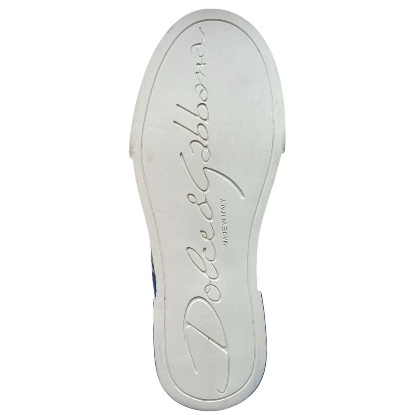 Dolce & Gabbana White Blue Logo Portofino Sneakers Shoes