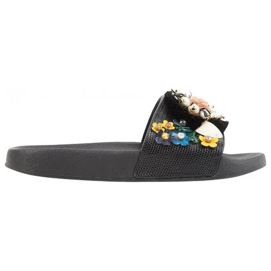 Dolce & Gabbana Black Cotton Sandal DO-15375-EU36/US6
