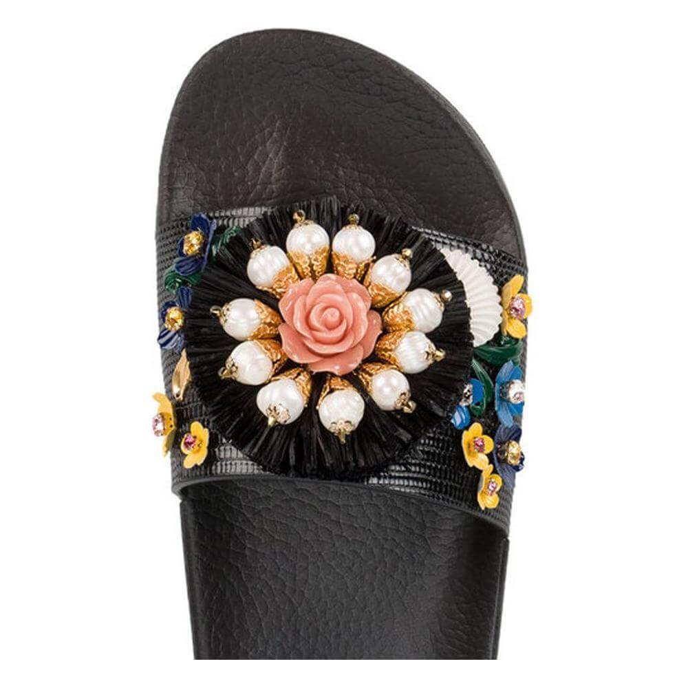 Dolce & Gabbana Black Cotton Sandal DO-15375-EU36/US6