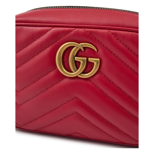 Gucci Red Leather GG Marmont Camera Bag