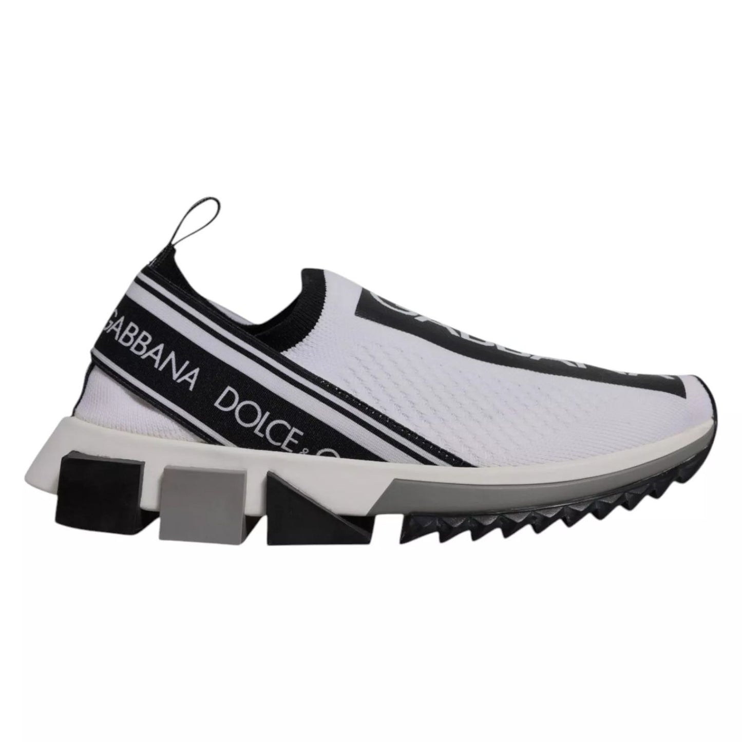 Dolce & Gabbana White Black Slip On Sorrento Sneakers Shoes