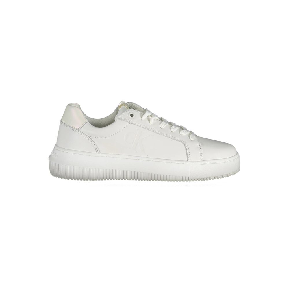 Calvin Klein White Leather Women Sneaker - stylish and comfortable white sneaker with leather craftsmanship.