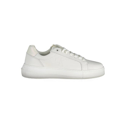Calvin Klein White Leather Women Sneaker - stylish and comfortable white sneaker with leather craftsmanship.