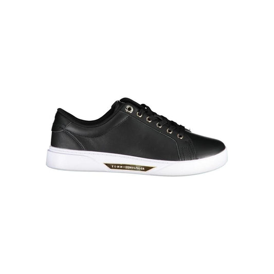 Tommy Hilfiger Black Leather Women Sneaker
