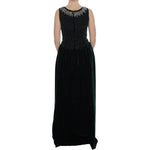 Dolce & Gabbana Green Velvet Crystal Long Maxi Dress NOC10094-1