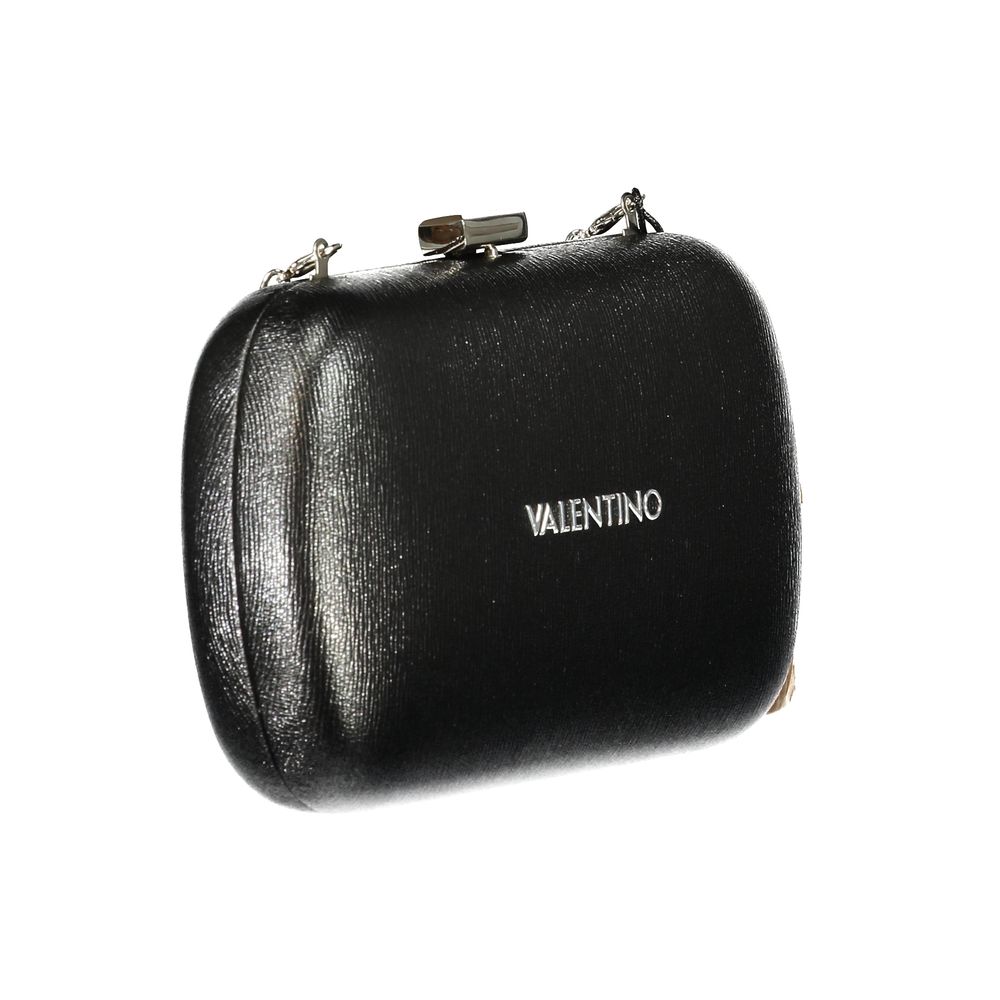 Mario Valentino Black Polyethylene Women Handbag with detachable chain strap and iconic logo