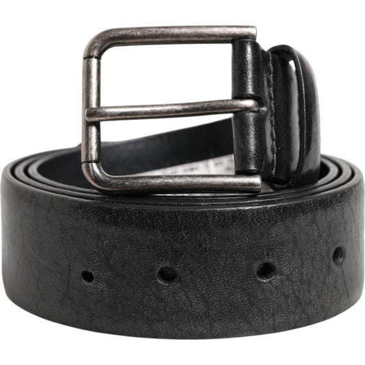 Dolce & Gabbana Black Classic Leather Metal Buckle Belt BEL9430-90