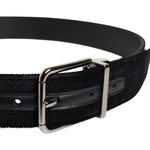 Dolce & Gabbana Black Cotton Silver Metal Buckle Belt BEL9447-115