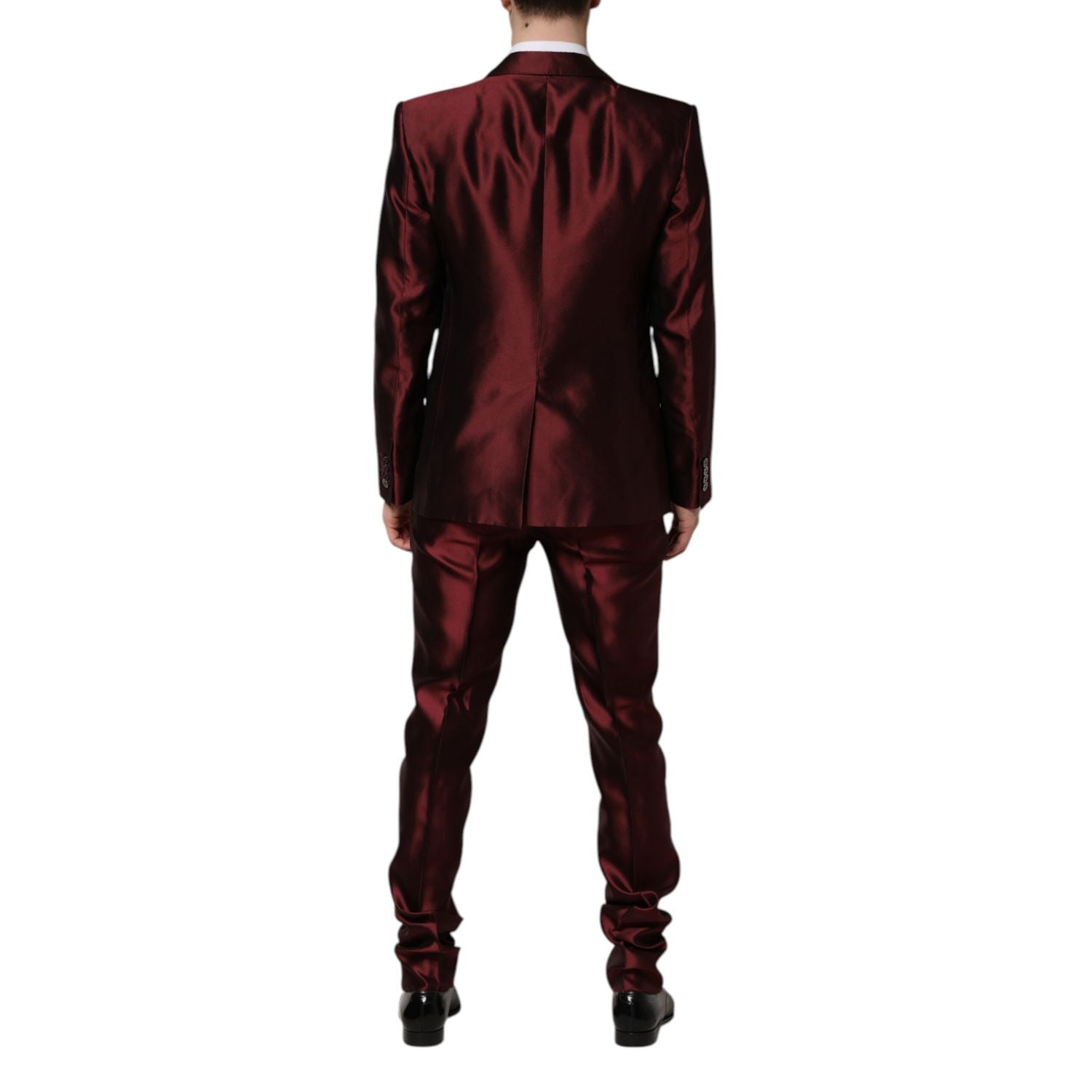 Dolce & Gabbana Bordeaux Silk 2 Piece Single Breasted Suit