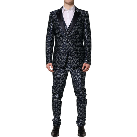 Dolce & Gabbana Blue MARTINI Star Jacquard 3 Piece Suit KOS2332-52
