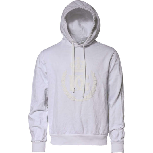 Dolce & Gabbana White Embossed Logo Hooded Sweatshirt Sweater