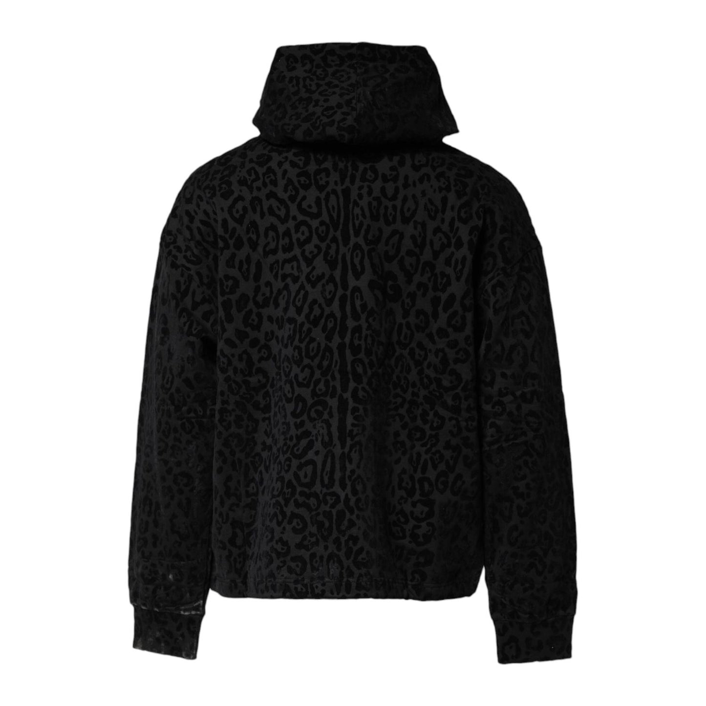 Dolce & Gabbana Black Leopard Full Zip Hooded Sweatshirt Sweater TSH90594-52
