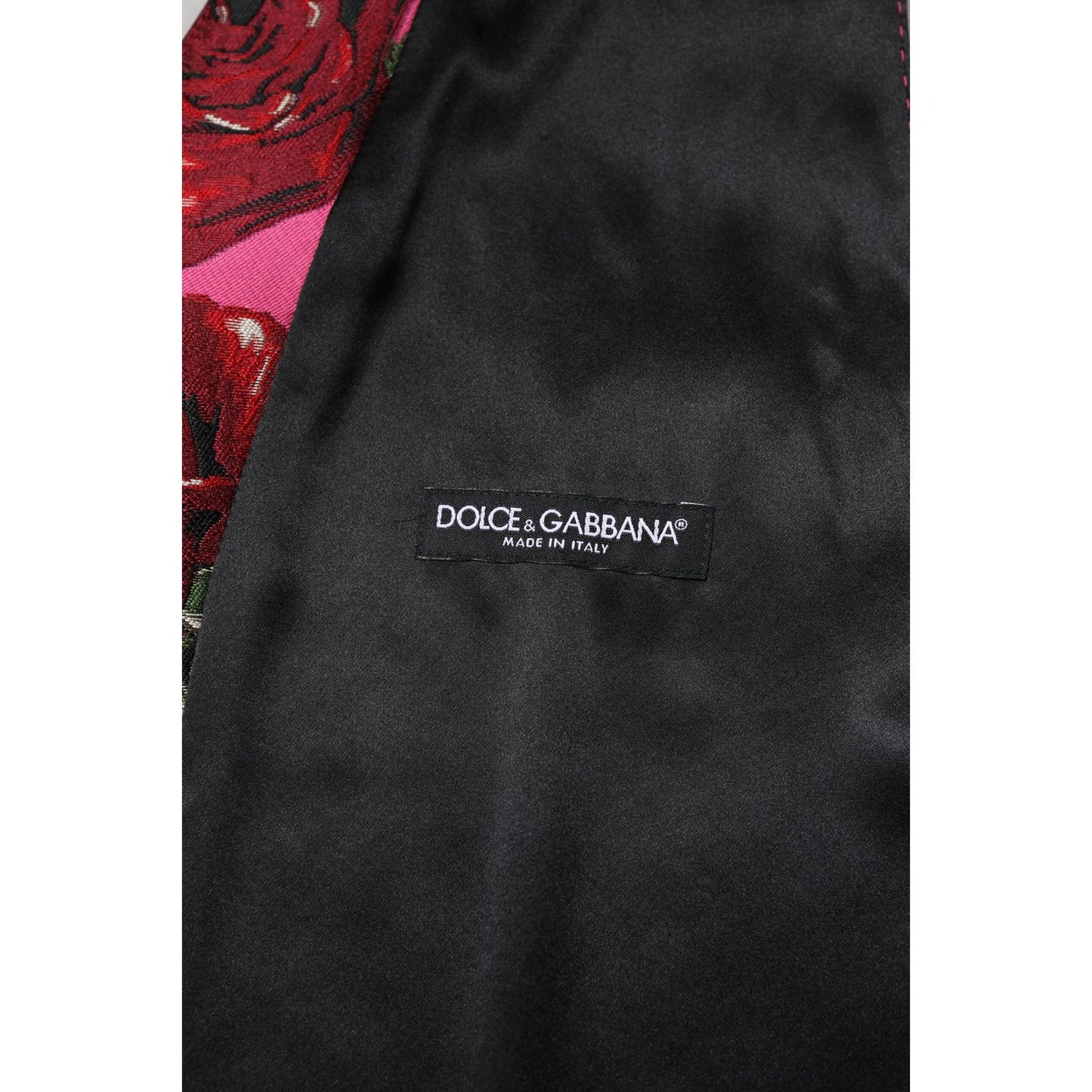 Dolce & Gabbana Pink Floral Satin Formal Men Waistcoat Vest