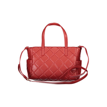 Mario Valentino Red Polyethylene Handbag with handles, shoulder strap, multiple pockets, and contrasting details.