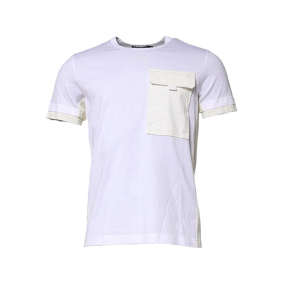 Dolce & Gabbana White Cotton Pocket Short Sleeves T-shirt