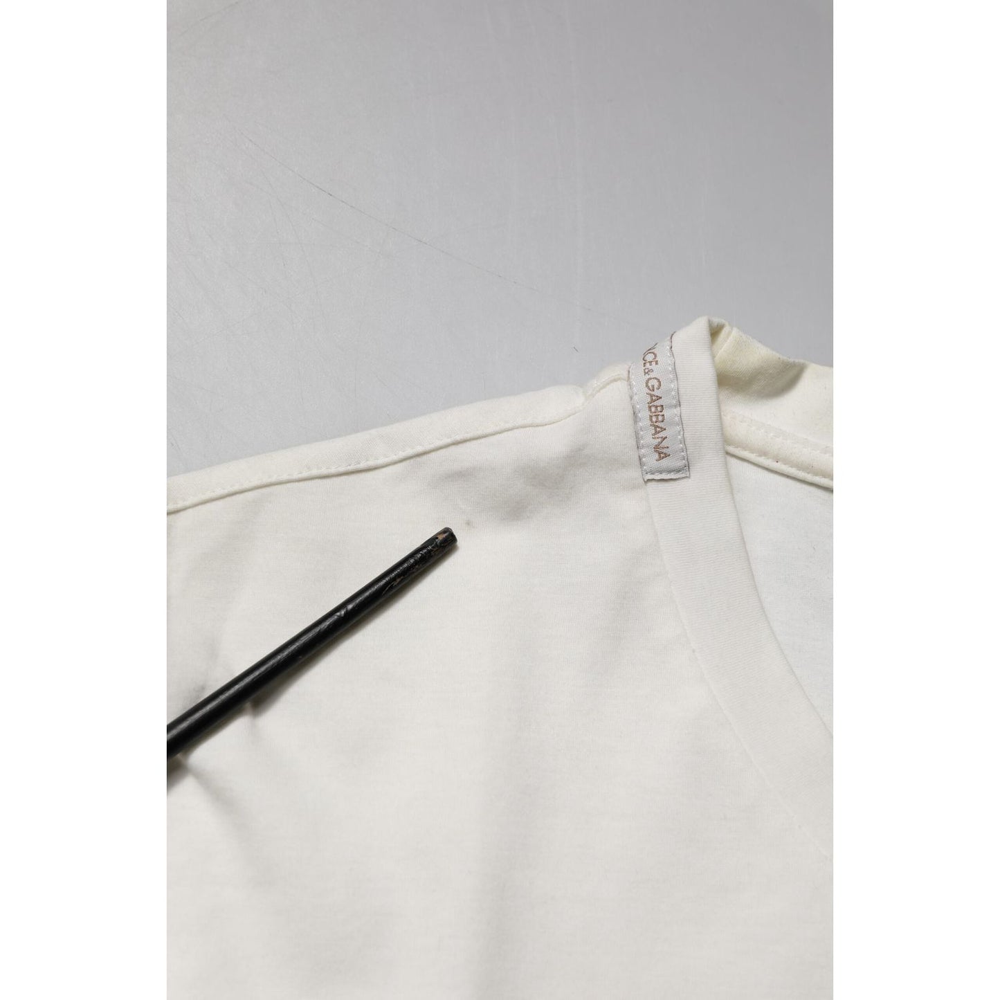 Dolce & Gabbana White Cotton Logo Bandana Print T-shirt