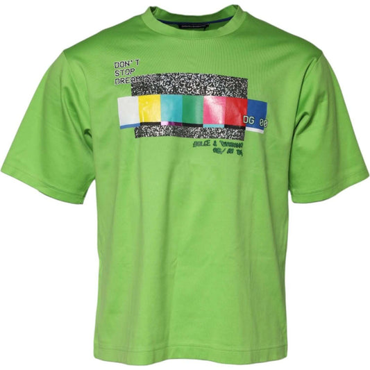 Dolce & Gabbana Green Graphic Printed Round Neck T-shirt TSH90626-48