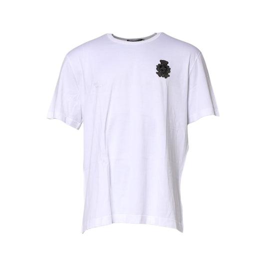 Dolce & Gabbana White Cotton DG Crown Embroidery T-shirt