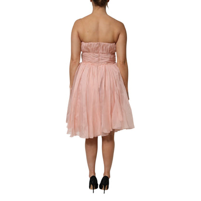 Dolce & Gabbana Pink Silk Chiffon A-line Pleated Midi Dress