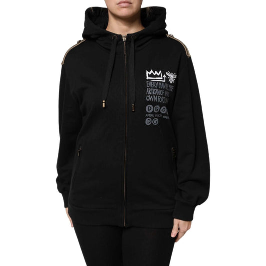 Dolce & Gabbana Black Logo Hooded Full Zip Sweatshirt Jacket