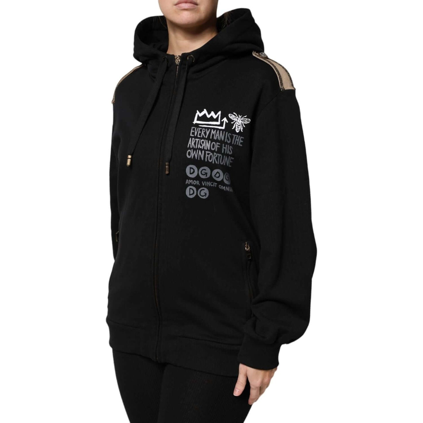 Dolce & Gabbana Black Logo Hooded Full Zip Sweatshirt Jacket