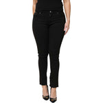 Dolce & Gabbana Black Cotton Logo Mid Waist Skinny Denim Jeans PAN76281-42