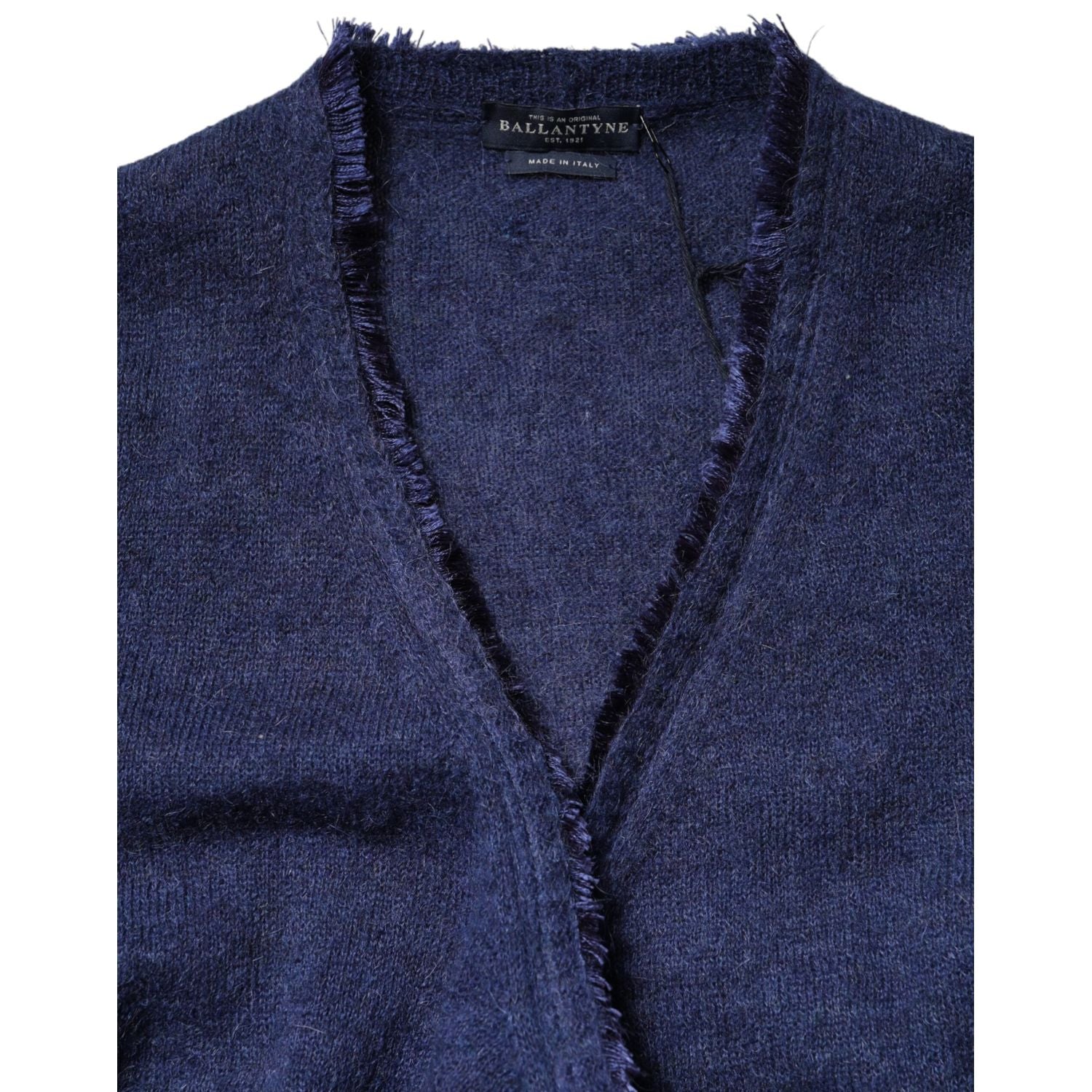 Ballantyne Dark Blue Long Sleeves Overcoat Cardigan Sweater