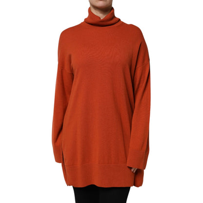 Alpha Studio Dark Orange Long Sleeves Turtleneck Sweater