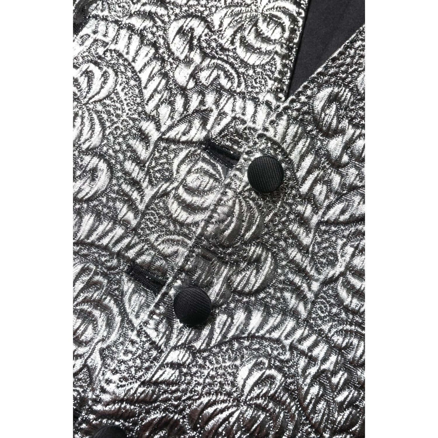 Dolce & Gabbana Silver Floral Jacquard Sleeveless Vest Top TSH87629-40
