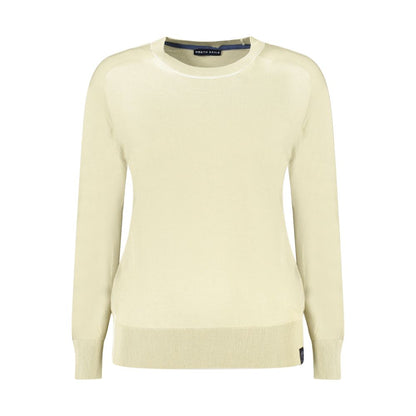 North Sails Green Cotton Women Sweater with crew neck and chic accents, offers comfort and style with its soft cotton and viscose blend.