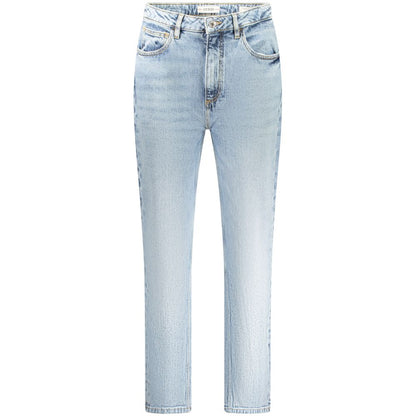 Guess Jeans Blue Cotton Women Jeans, classic high-waisted Mom Jeans with a stylish washed effect and vintage charm.