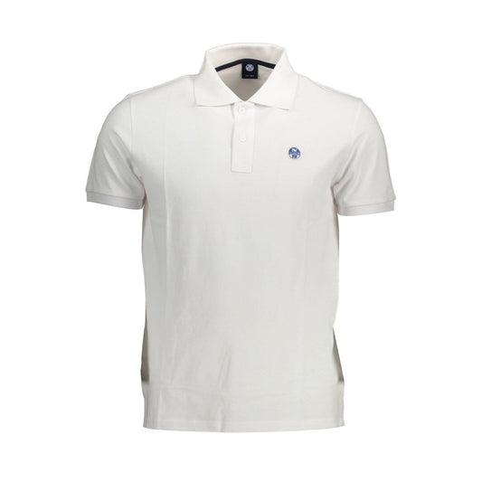 North Sails White Cotton Men Polo Shirt with logo and two-button placket on display