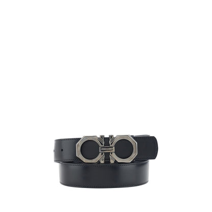 Ferragamo Black Calf Leather Bos Taurus Regular Belt