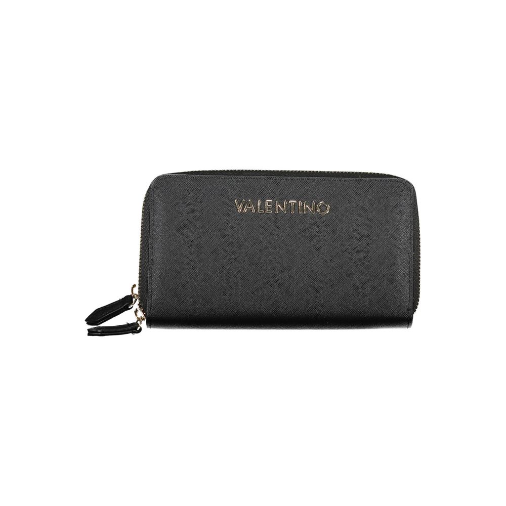 Mario Valentino Black Polyethylene Women Wallet featuring zip closure and elegant design