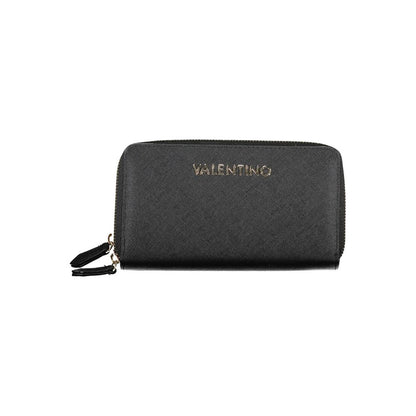 Mario Valentino Black Polyethylene Women Wallet featuring zip closure and elegant design