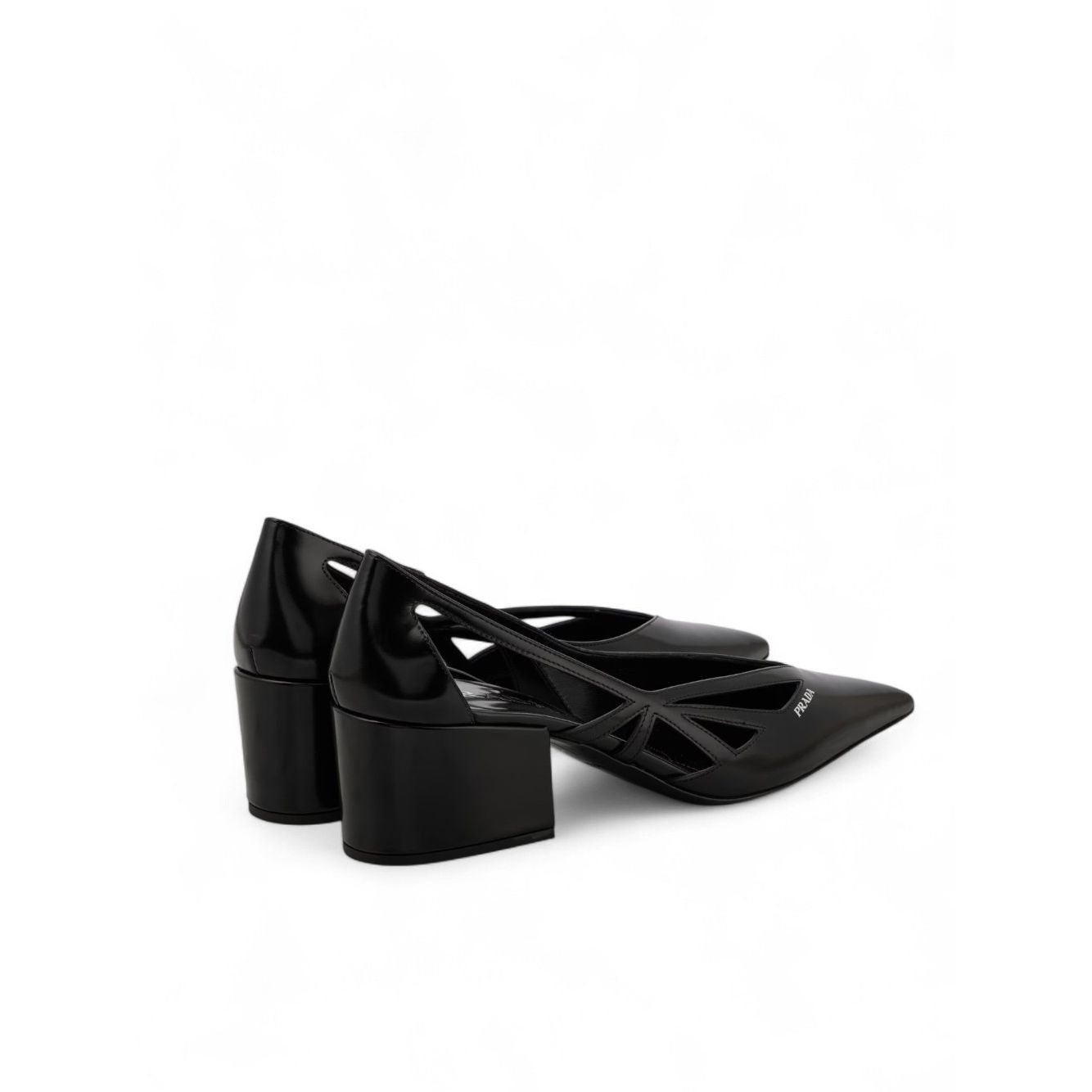 Prada Black Leather Cut-Out Pumps 55
