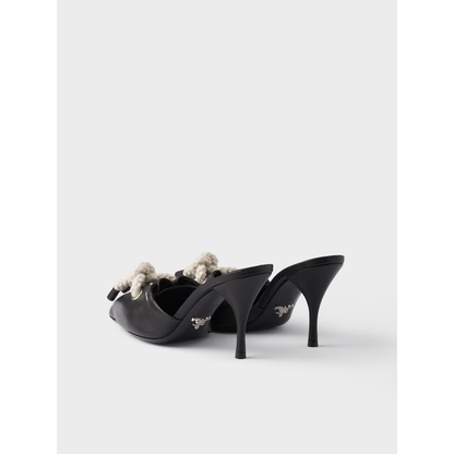 Prada Black Nappa Leather Rope Detail Sandals