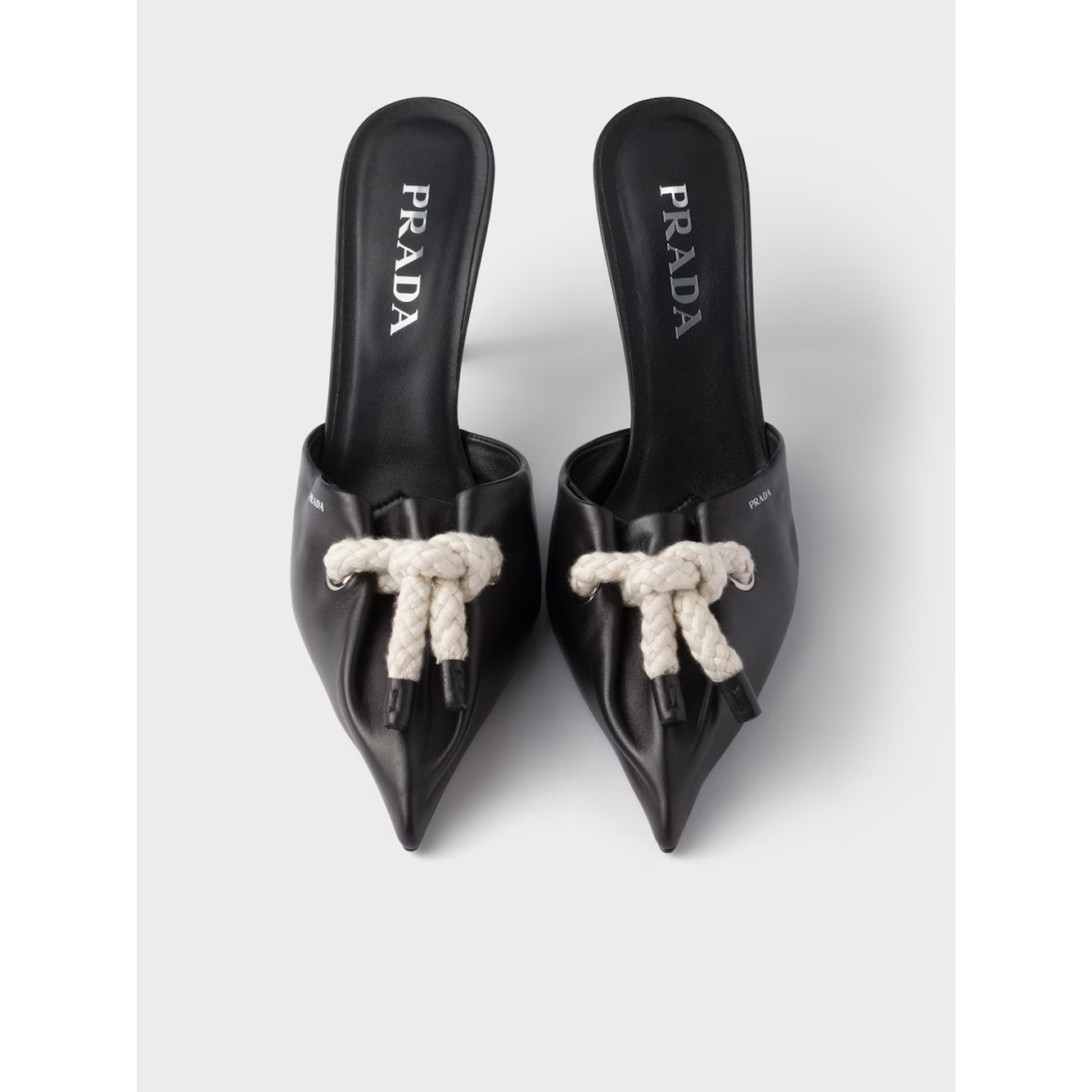 Prada Black Nappa Leather Rope Detail  Sandals