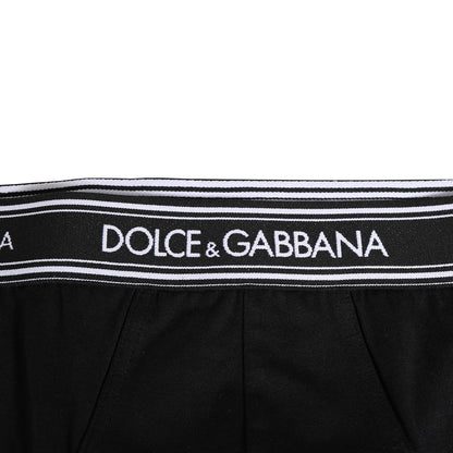 Dolce & Gabbana Black Cotton Stretch Logo Print Brief Underwear