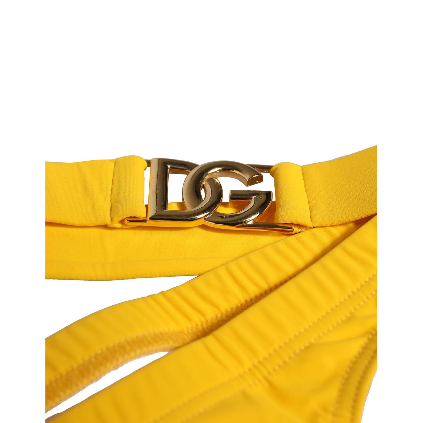 Dolce & Gabbana Yellow Waistband Logo Beachwear Brief Swimwear