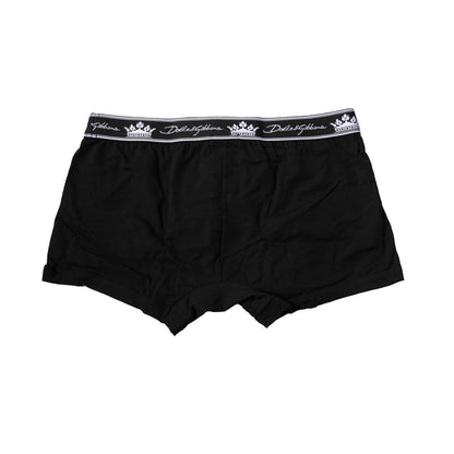 Dolce & Gabbana Black Cotton Stretch Regular Boxer Underwear