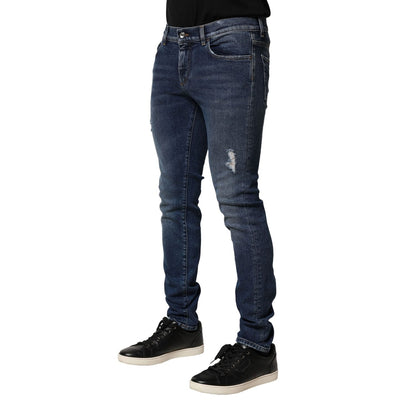 Dolce & Gabbana Blue Washed Skinny Cotton Denim Jeans