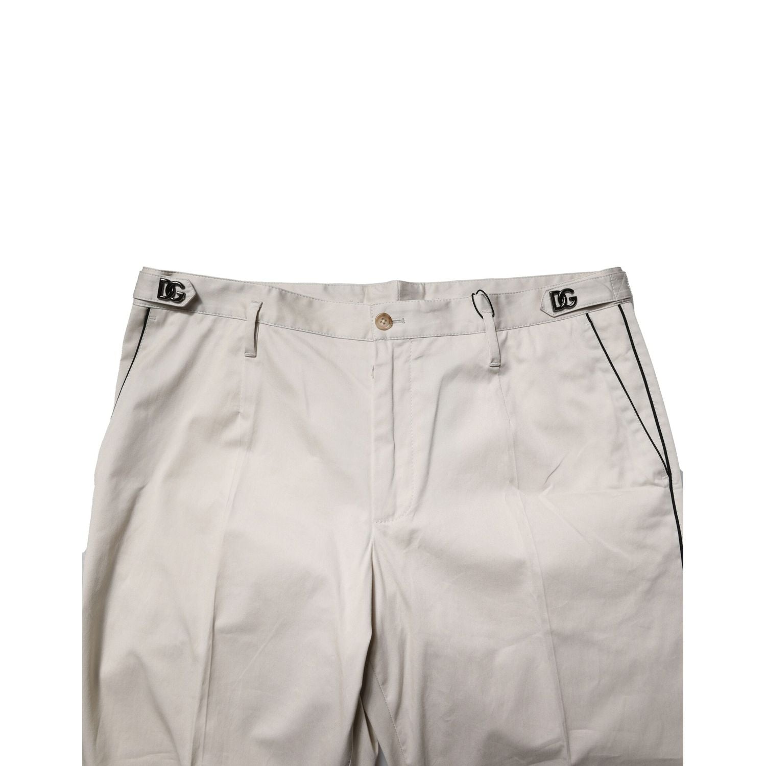 Dolce & Gabbana White Cotton Dress Slim Formal Pants