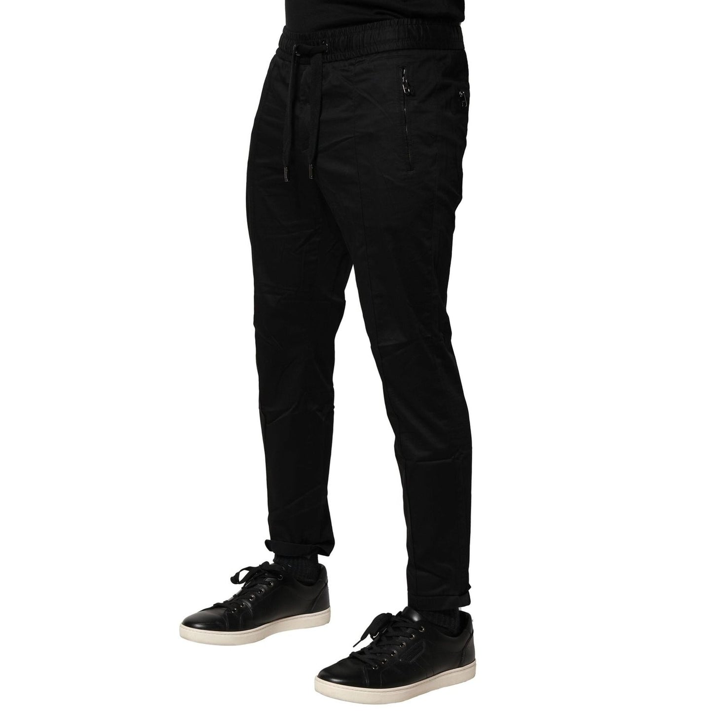 Dolce & Gabbana Black Cotton Mid Waist Jogger Pants PAN76470-46