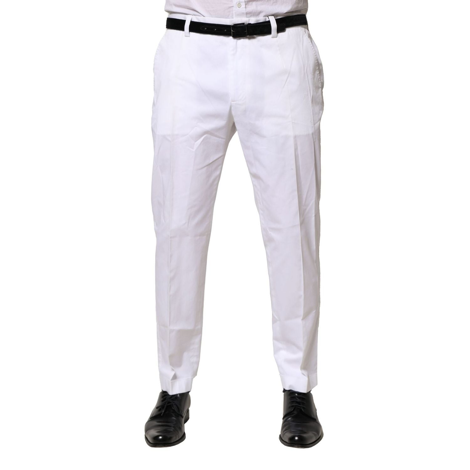 Dolce & Gabbana White Cotton Dress Slim Formal Pants