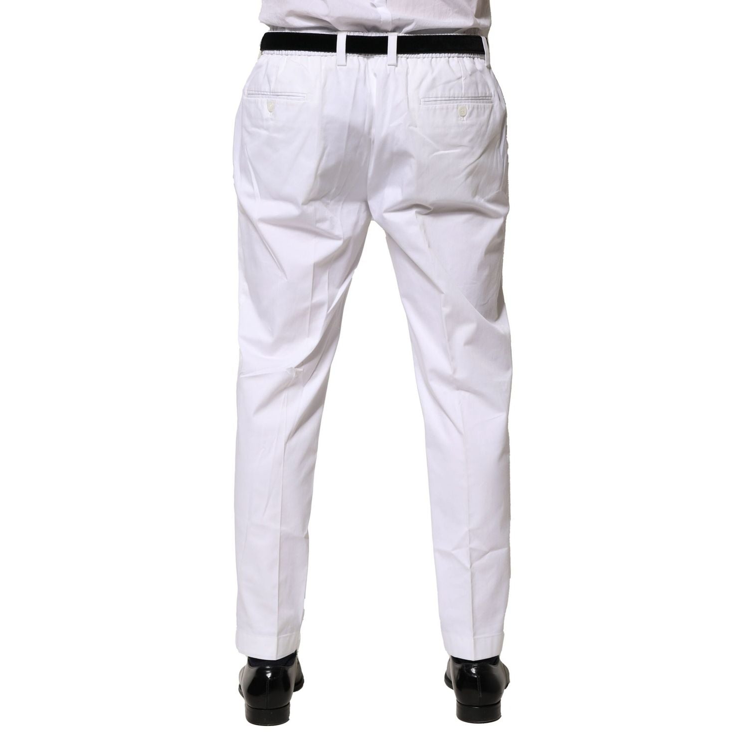 Dolce & Gabbana White Cotton Dress Slim Formal Pants
