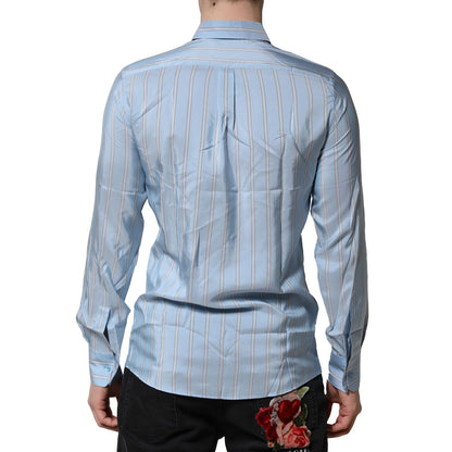 Dolce & Gabbana Light Blue MARTINI Striped Formal Dress Shirt
