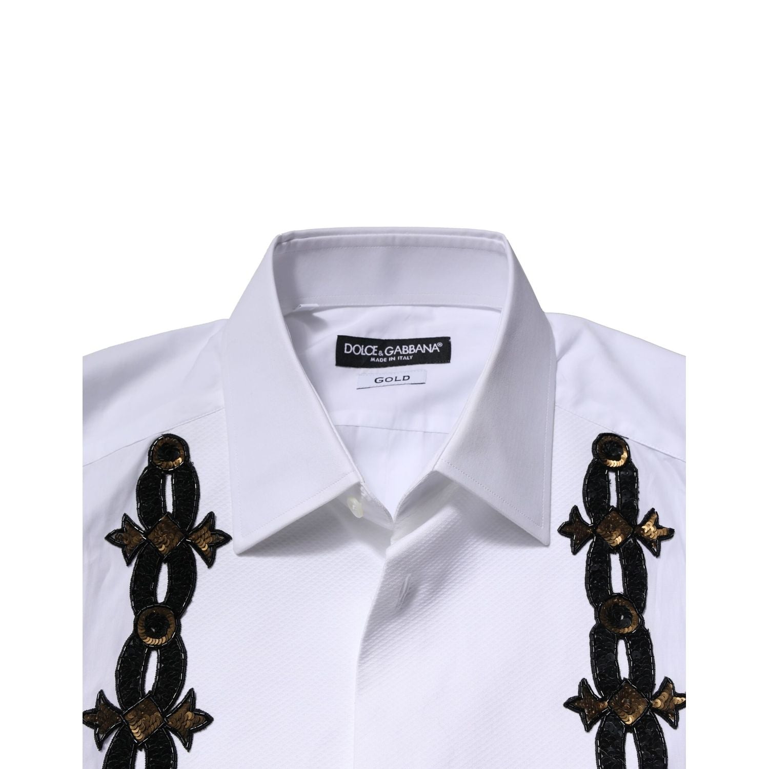 Dolce & Gabbana White GOLD Embellished Formal Men Dress Shirt